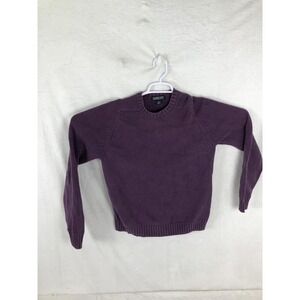 Lands' End Sweater Womens S Purple Petites Pullover Crew Neck Cotton Raglan